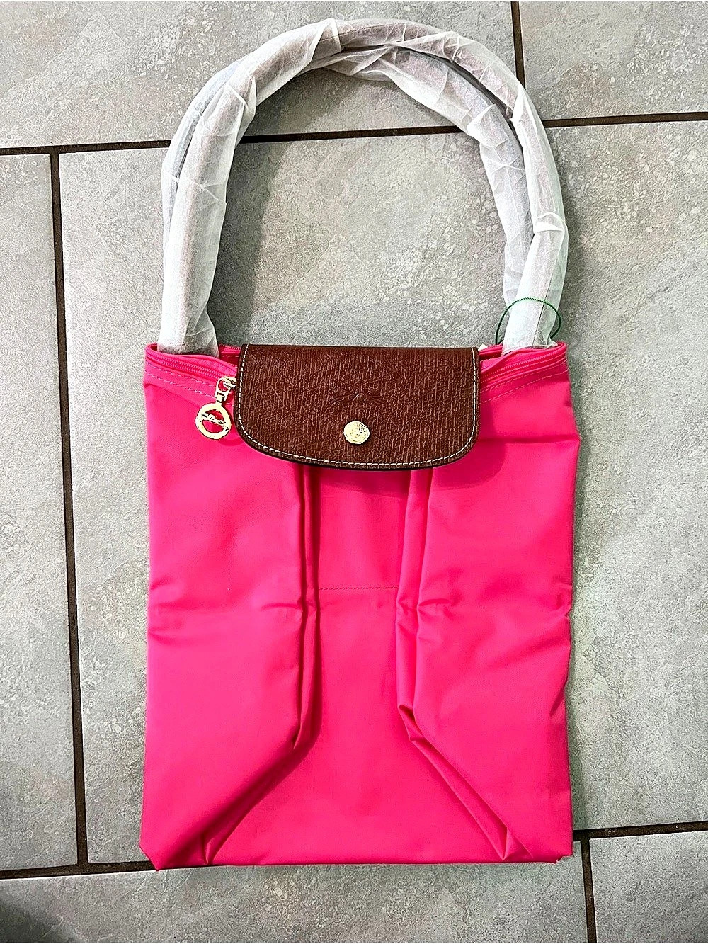 Longchamp Le Pliage Original Tote Bag Pink & Brown - Picture 2 of 4
